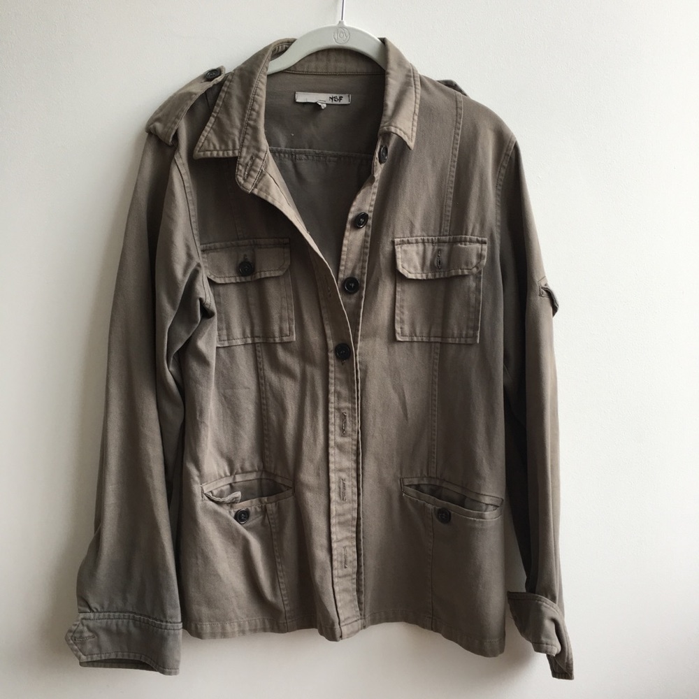 Olive green button down